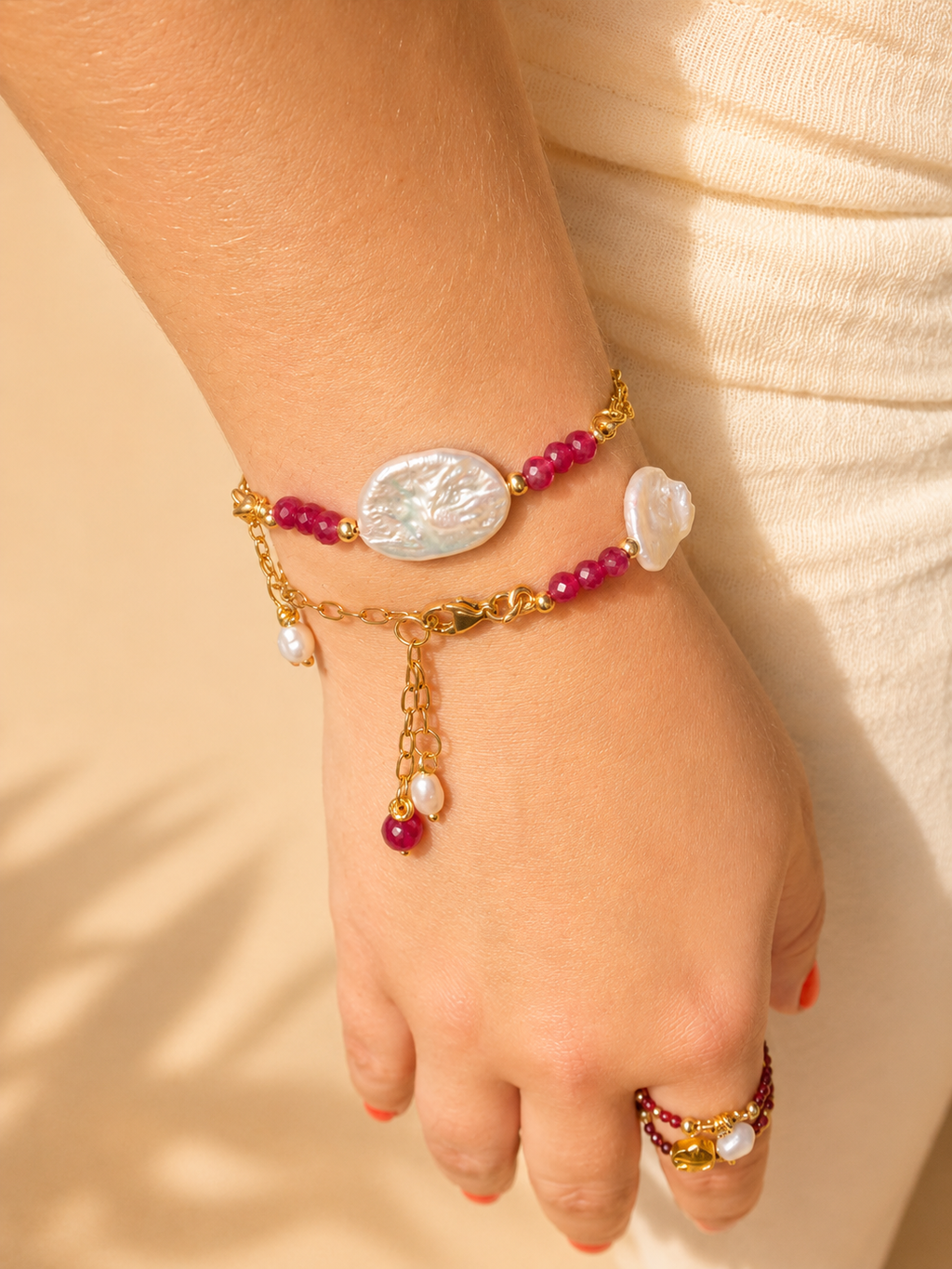 Ruby Pearl Bracelet
