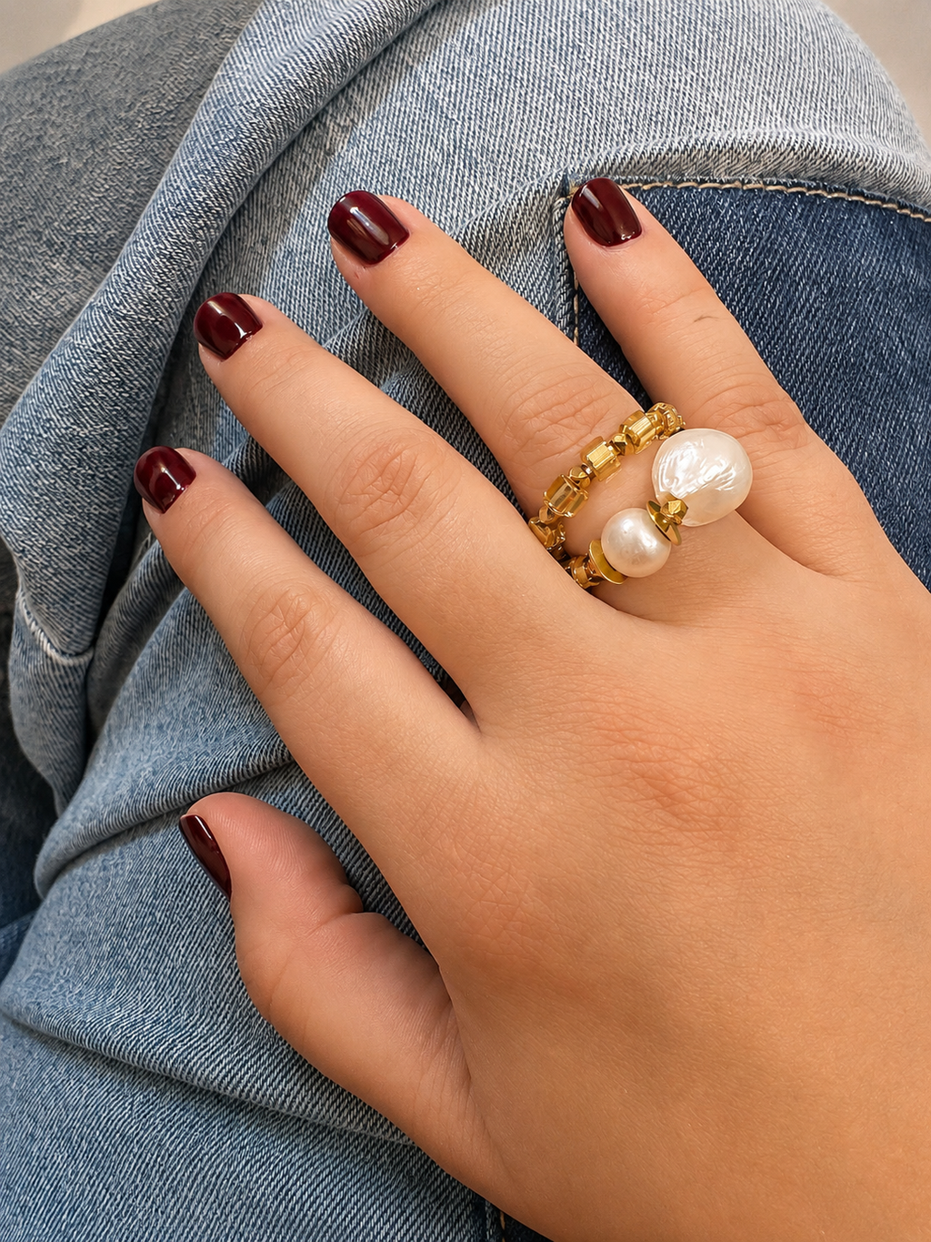 Gold Pearls Rings