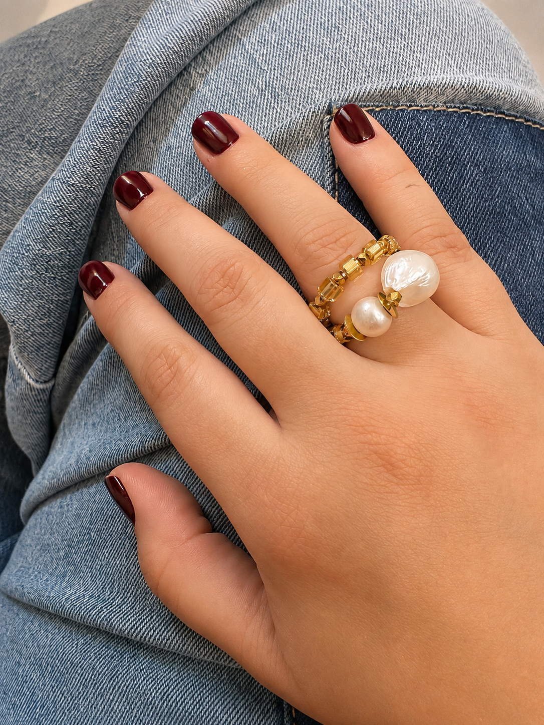 Gold Pearls Rings