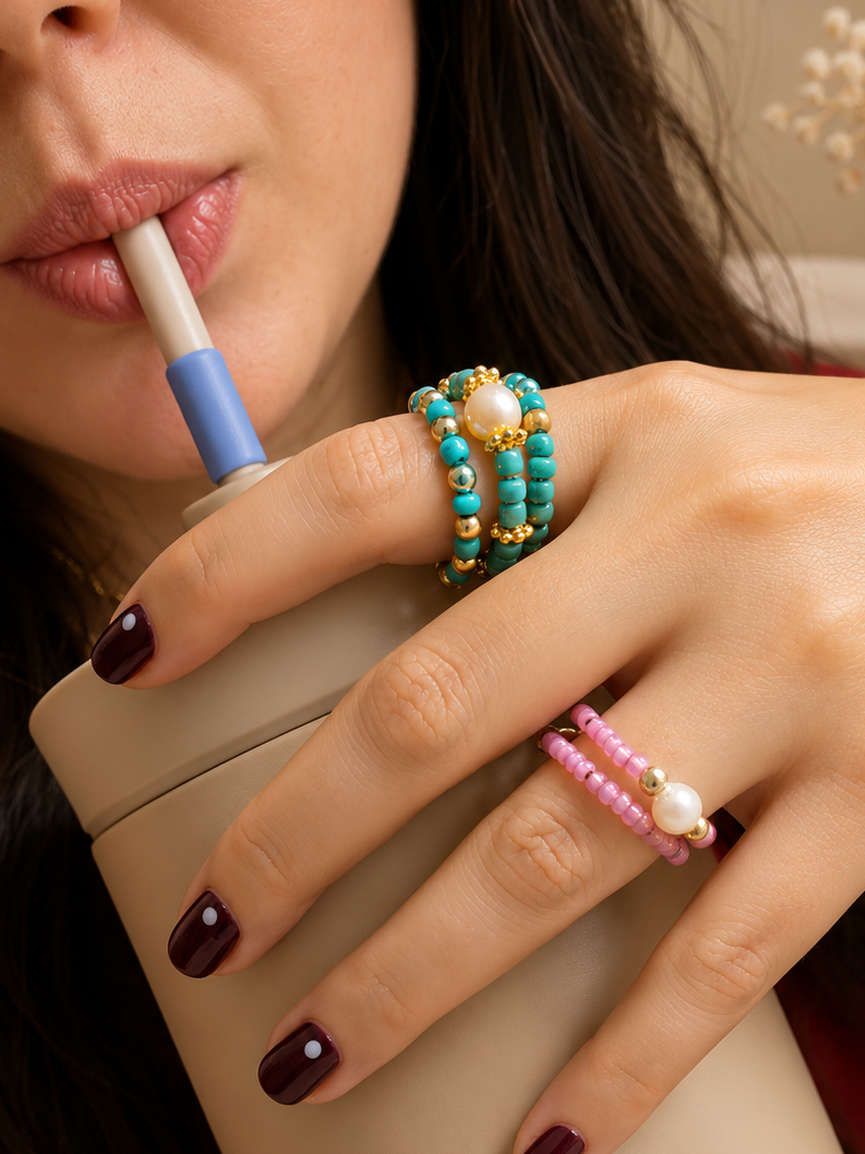 Blue & Pearls Ring
